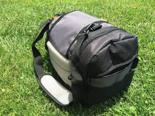 Load image into Gallery viewer, The Throwback Sack - Frisbee Disc Golf Bag with Cooler and Extra Padding, Comfortable Strap - Holds 12-15 Discs and 6 Cold Drinks
