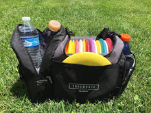 Load image into Gallery viewer, The Throwback Sack - Frisbee Disc Golf Bag with Cooler and Extra Padding, Comfortable Strap - Holds 12-15 Discs and 6 Cold Drinks
